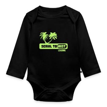 serial tourist citation palm loading humor - Organic Longsleeve Baby Bodysuit - black - Front