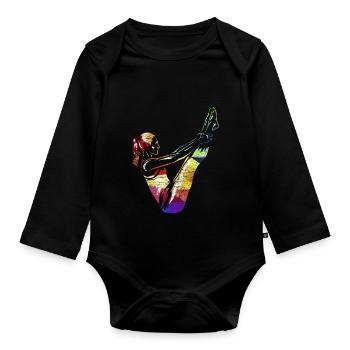 Pilates Geschenk - Baby Bio-Langarm-Body - Schwarz - Vorne