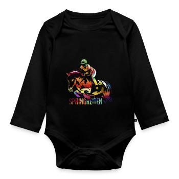 Cadeau de saut d'obstacles - Body Bébé bio manches longues - noir - Devant