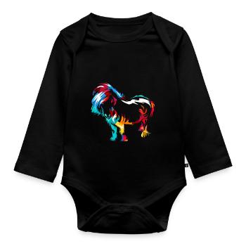 Shetlandpony Geschenk - Baby Bio-Langarm-Body - Schwarz - Vorne