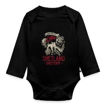 Shetland Chien de berger Cadeau - Body Bébé bio manches longues - noir - Devant