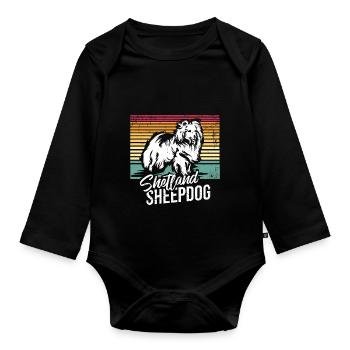 Shetland Chien de berger Cadeau - Body Bébé bio manches longues - noir - Devant