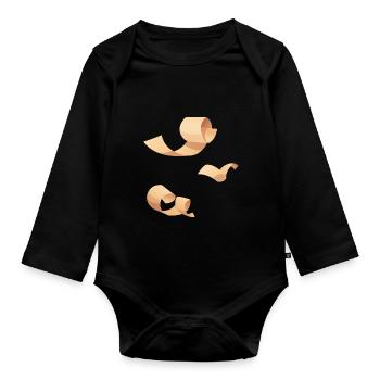 Copeaux de bois brun clair - Body Bébé bio manches longues - noir - Devant