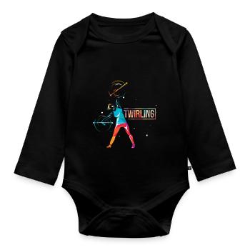 Baton Twirling Geschenk - Baby Bio-Langarm-Body - Schwarz - Vorne