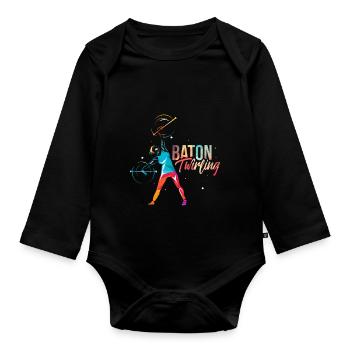 Baton Twirling Cadeau - Body Bébé bio manches longues - noir - Devant