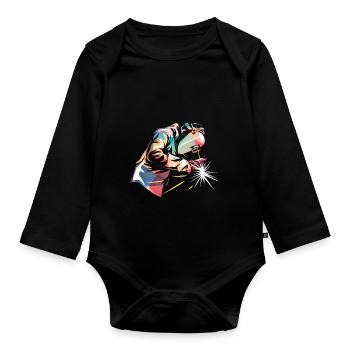 Welder welding - Organic Longsleeve Baby Bodysuit - black - Front