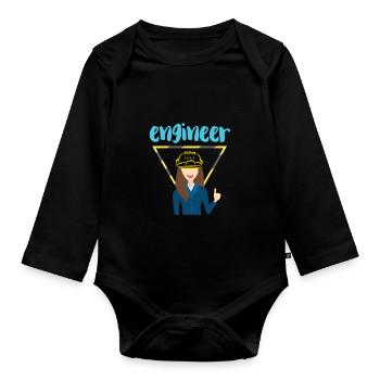 Engineer engineer woman - Organic Longsleeve Baby Bodysuit - black - Front