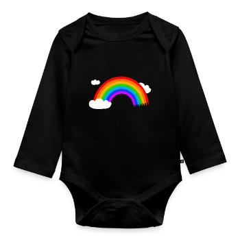 Regenbogen - Baby Bio-Langarm-Body - Schwarz - Vorne