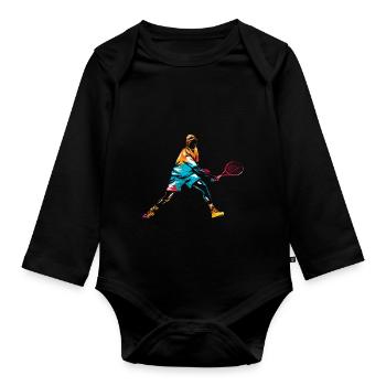 Tennis sport - Organic Longsleeve Baby Bodysuit - black - Front
