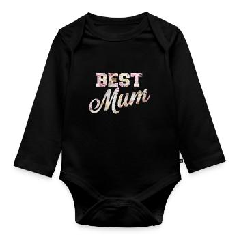 meilleure maman - Body Bébé bio manches longues - noir - Devant