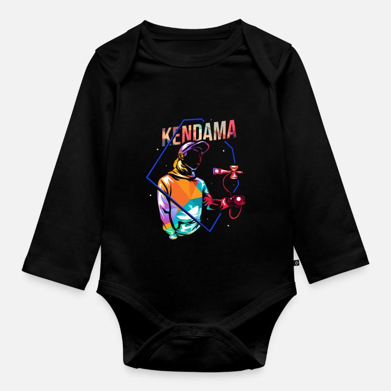 Kendama - Body Bébé bio manches longues - noir