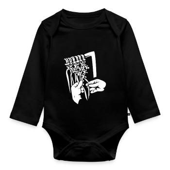 Technique de nouage en macramé - Body Bébé bio manches longues - noir - Devant