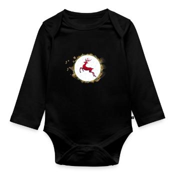 Renne de Noël - Body Bébé bio manches longues - noir - Devant