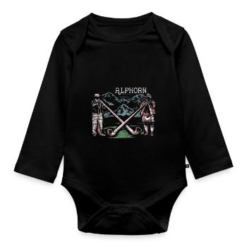 Alphorn Alpen - Baby Bio-Langarm-Body - Schwarz - Vorne