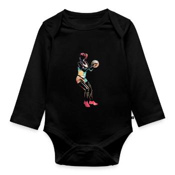 Netball - Organic Longsleeve Baby Bodysuit - black - Front