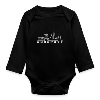 Ruhrpott skyline - Baby Bio-Langarm-Body - Schwarz - Vorne
