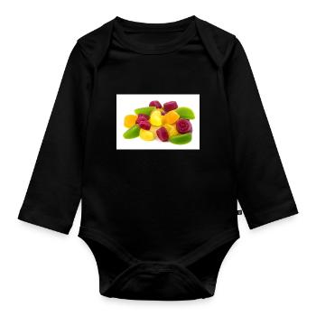 Gummy. Candy. gummy bear. - Organic Longsleeve Baby Bodysuit - black - Front