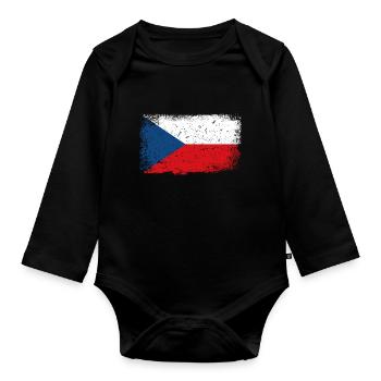 Drapeau République tchèque - Body Bébé bio manches longues - noir - Devant