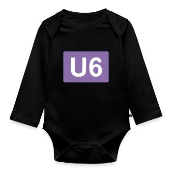 Berlin U-Bahn U6 - Baby Bio-Langarm-Body - Schwarz - Vorne