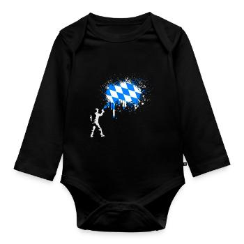 Bavaria Flag Graffiti Splashes of Color - Organic Longsleeve Baby Bodysuit - black - Front