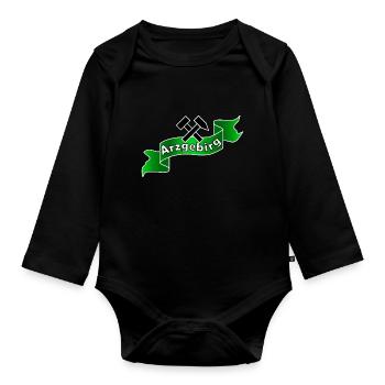 Erzgebirge Logo mit Hammer und Schlägel, Arzgebirg - Baby Bio-Langarm-Body - Schwarz - Vorne