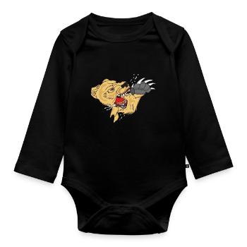 grizzly bear - Organic Longsleeve Baby Bodysuit - black - Front