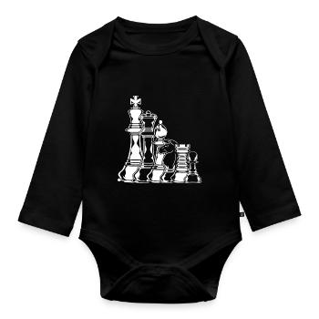 Chess Pieces Hobby Chess - Organic Longsleeve Baby Bodysuit - black - Front