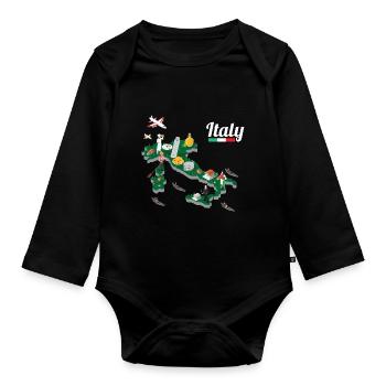 Italy Map - Bella Italia Vacation Souvenir - Organic Longsleeve Baby Bodysuit - black - Front