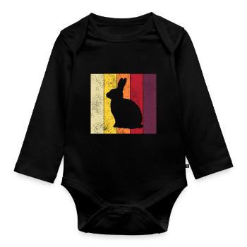 Rabbit Retro Rabbit Easter Gift - Organic Longsleeve Baby Bodysuit - black - Front