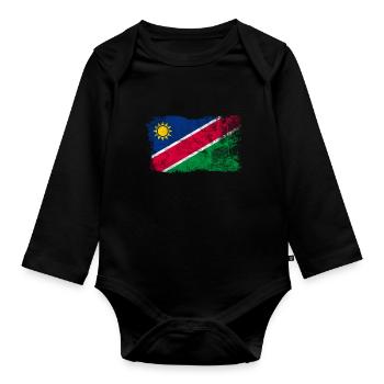 Namibia - Baby Bio-Langarm-Body - Schwarz - Vorne