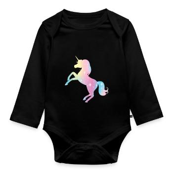 Licorne - Body Bébé bio manches longues - noir - Devant