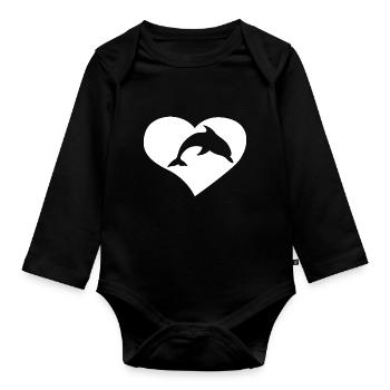 Dauphin d’amour - Body Bébé bio manches longues - noir - Devant