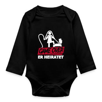 Game Over Er Heiratet Design für den - Baby Bio-Langarm-Body - Schwarz - Vorne