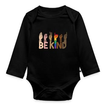 Be Child LGBT Rainbow - Organic Longsleeve Baby Bodysuit - black - Front