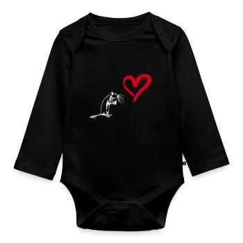 Graffiti coeur de street art rat - Body Bébé bio manches longues - noir - Devant