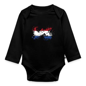 Pays-Bas Pays-Bas Drapeau néerlandais - Body Bébé bio manches longues - noir - Devant