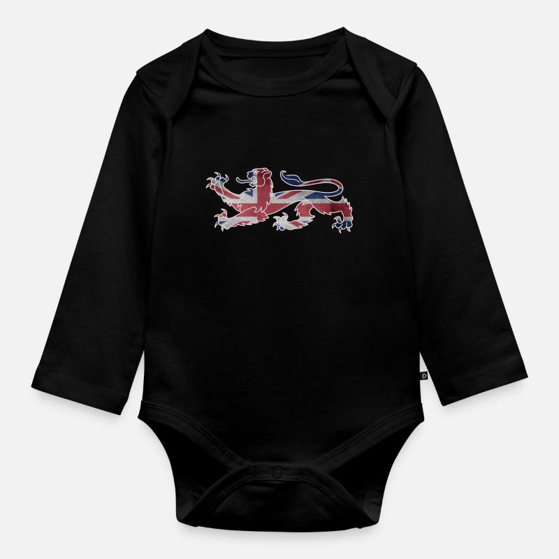 Angleterre, drapeau, écussons, drapeau anglais, Royaume-Uni - Body Bébé bio manches longues - noir