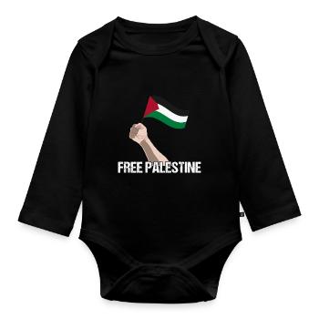 Free Palestine Idée de cadeau Palestine Gaza - Body Bébé bio manches longues - noir - Devant
