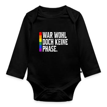 Rainbow Regenbogen Lesbe Pride LGBTQ Kleidung Mann - Baby Bio-Langarm-Body - Schwarz - Vorne