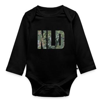 GB Camouflage NLD Text! - Baby Bio-Langarm-Body - Schwarz - Vorne