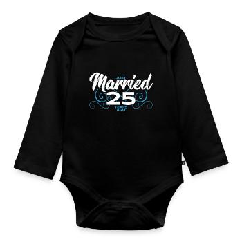 Just Married 25 Years Ago - 25th Wedding Anniversa - Baby Bio-Langarm-Body - Schwarz - Vorne