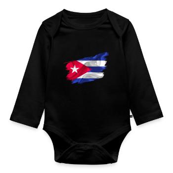 Cuba Flag Cuban Countries Flag - Organic Longsleeve Baby Bodysuit - black - Front