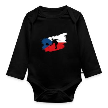 Tennis Tschechien Flagge Sport Fan - Baby Bio-Langarm-Body - Schwarz - Vorne