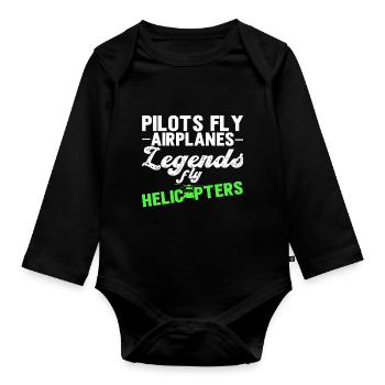 Hélicoptère pilote hélico hélicoptère - Body Bébé bio manches longues - noir - Devant