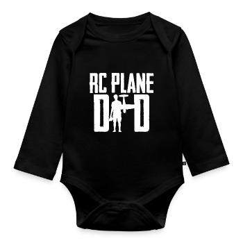 RC Airplane Dad RC Airplane RC Airplane Aviation - Organic Longsleeve Baby Bodysuit - black - Front