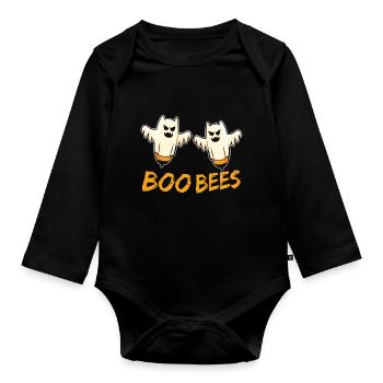 BooBee's Ghost Bees Ghost Halloween Gift - Organic Longsleeve Baby Bodysuit - black - Front
