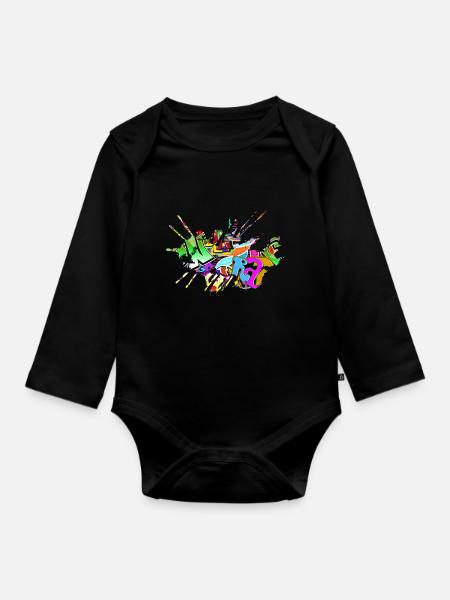 Graffiti - Baby Bio-Langarm-Body - Schwarz