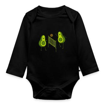 avocado volleyball - Baby Bio-Langarm-Body - Schwarz - Vorne