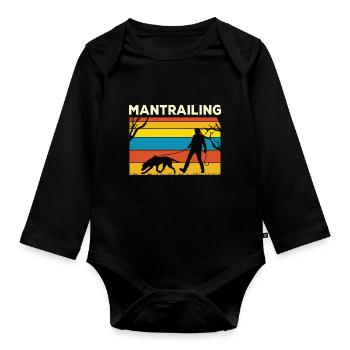 Mantrailer Mantrailing Fährtenhund Hundesport - Baby Bio-Langarm-Body - Schwarz - Vorne