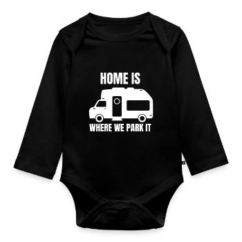 Caravan Saying Gift Camping Motorhome Funny - Organic Longsleeve Baby Bodysuit - black - Front